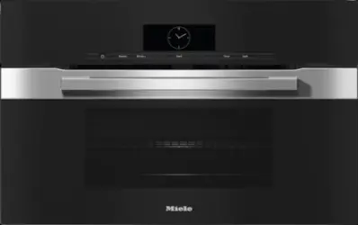 Front view of Miele H6200BMSS 24-inch speed oven 